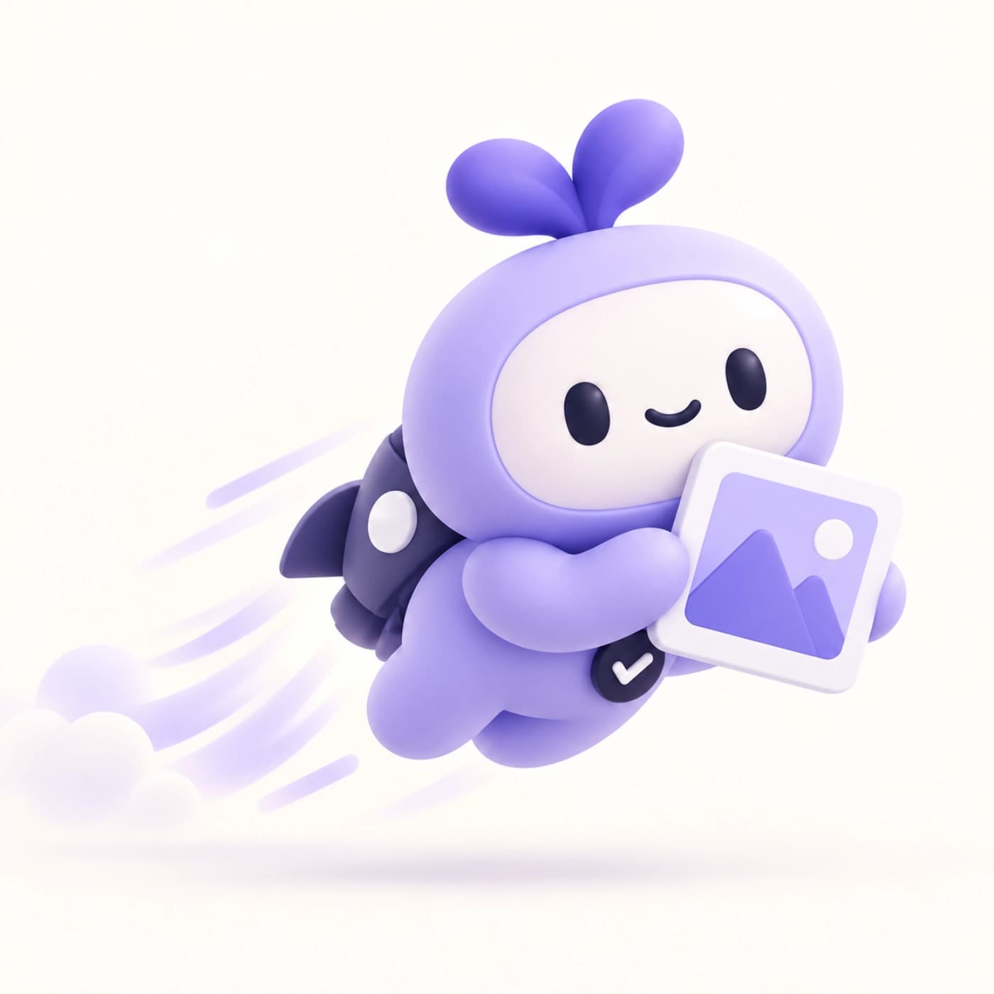 Mascot flying at super speed delivering an optimized image