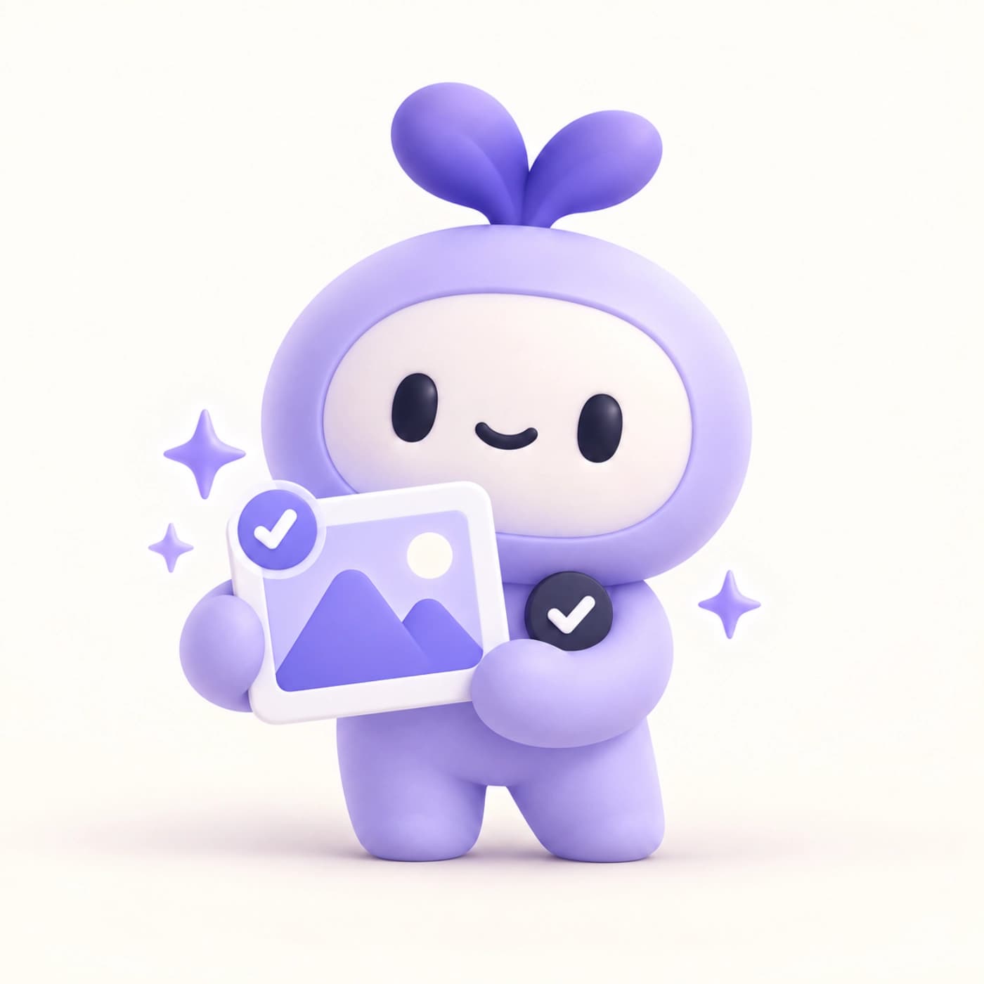 Mascot reviewing a website image before optimization